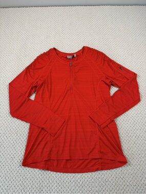 Athleta Red Long-Sleeve Quarter-Zip Performance Top